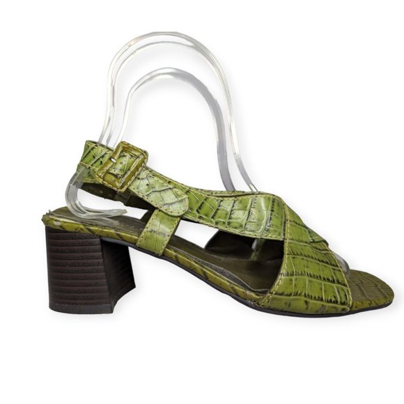Nine & Company Jade Faux Crocodile Skin Open Toe Leather Sandals Size 6M - Picture 1 of 12